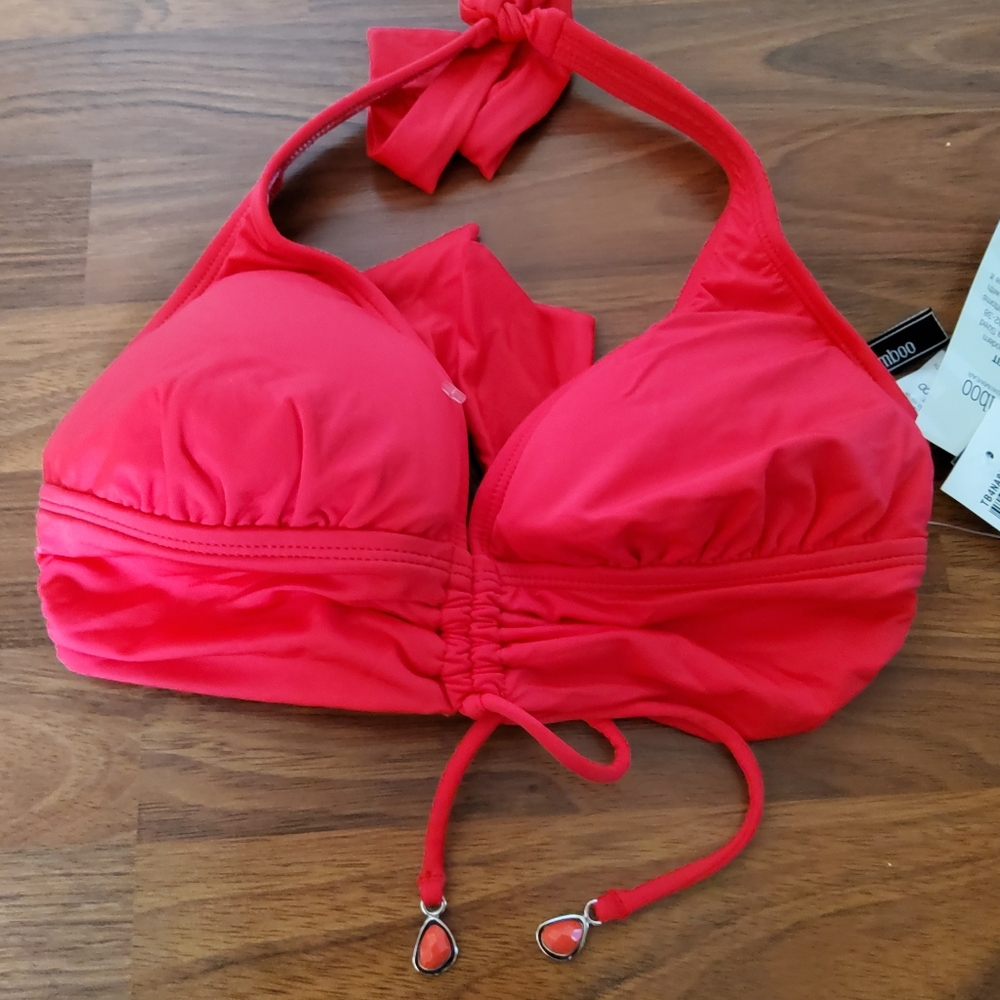 2Bamboo Halter Bikini Swimsuit Top XS / S Pink New